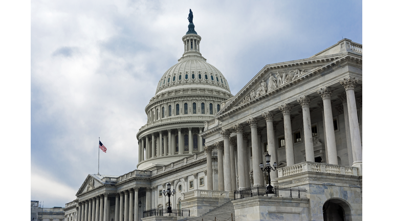 Dramatic view of the United States Capitol Building in Washington DC.