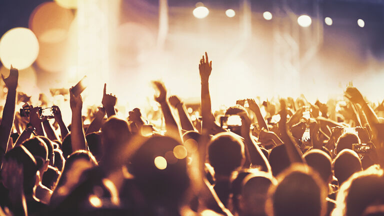 Cheering crowd at a concert.