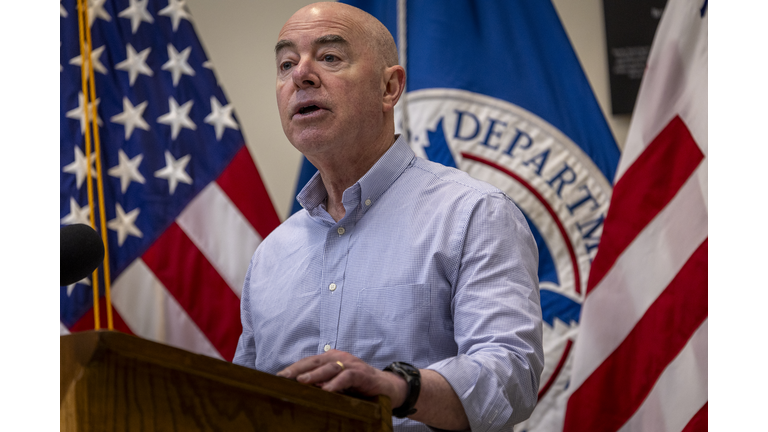 Homeland Security Secretary Mayorkas Holds Media Availability In Eagle Pass, Texas