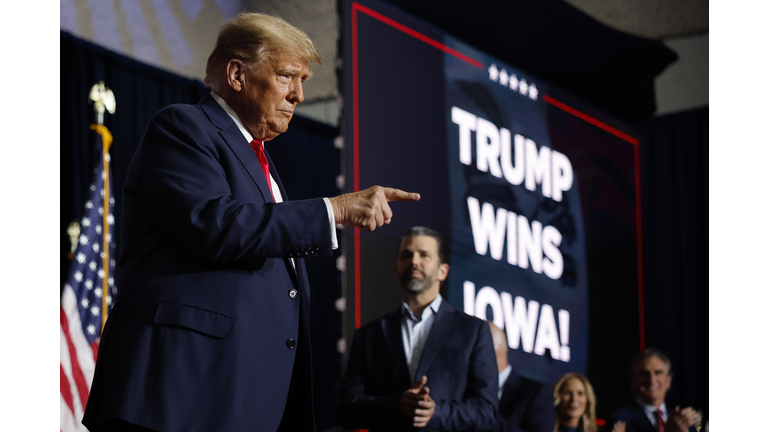 Former President Trump Holds Iowa Caucus Night Event In Des Moines