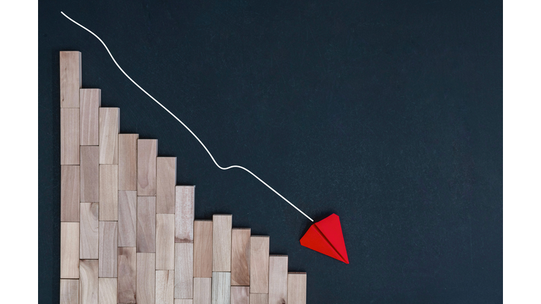 Conceptual Business Finance growth Chart tends to decline