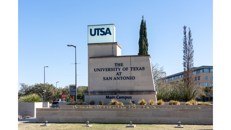 The sign of University of Texas at main campus in San Antonio is seen
