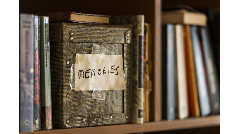 Memories box in book shelf