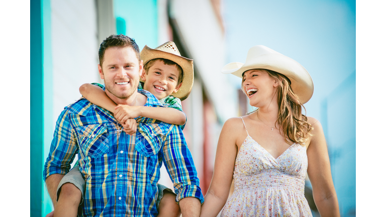 Western family having fun