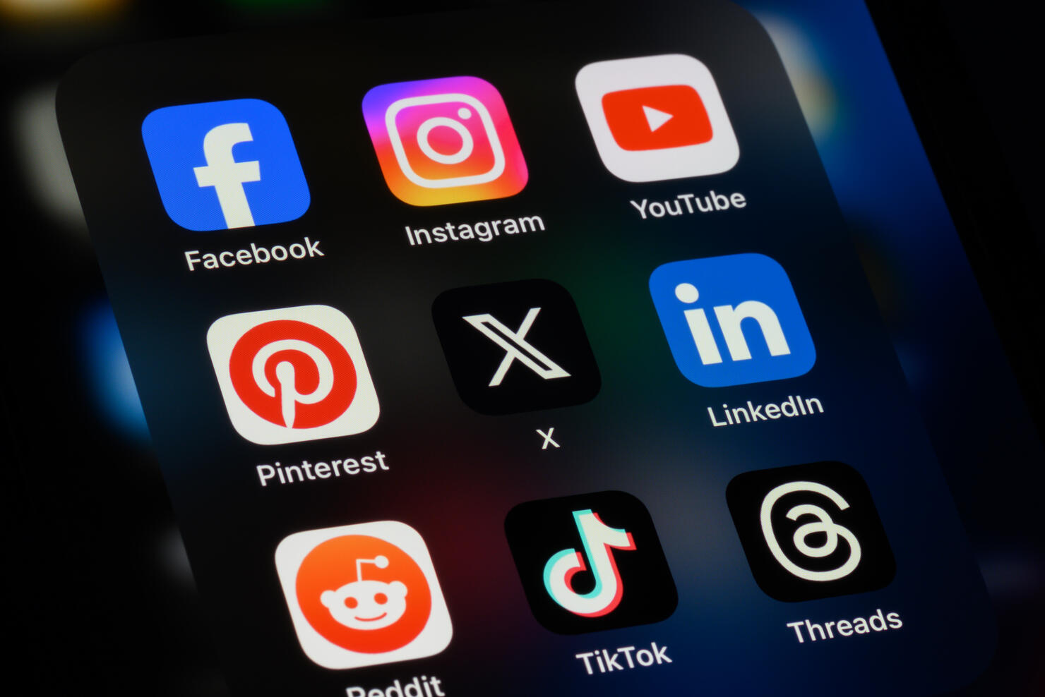 Social Media Platforms -  Facebook, Instagram, YouTube, Pinterest, X, LinkedIn, Reddit, TikTok, Threads