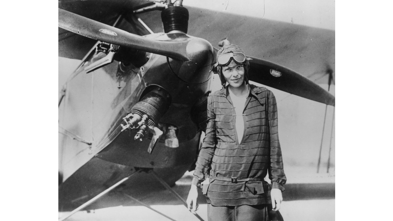 Ameila Earhart With Airplane