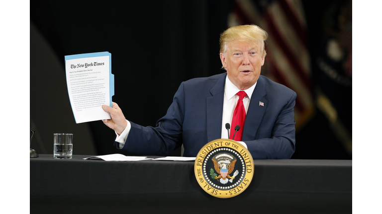 President Trump Attends Roundtable Discussion On Economy And Tax Reform At Trucking Equipment Company In Minnesota