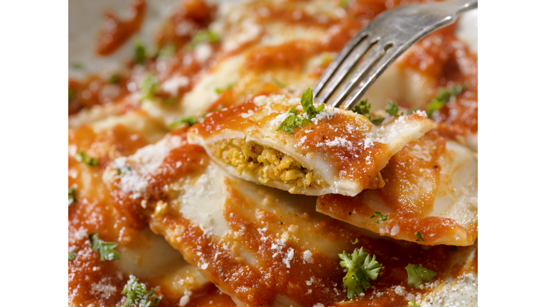 Lobster Stuffed Ravioli in Tomato Sauce