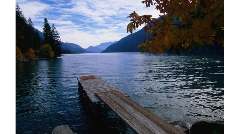 Tranquility abounds on remote Lake Chelan, near Buckner's homestead in the Cascade Mountains, Washington State.