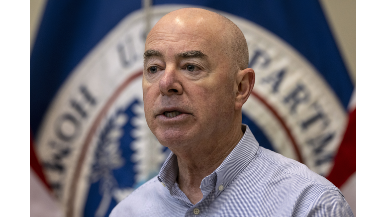 Homeland Security Secretary Mayorkas Holds Media Availability In Eagle Pass, Texas