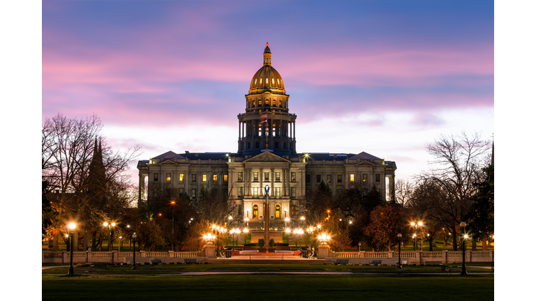 Sunrise, Gold Domed Capitol Building, Denver, Colorado, America