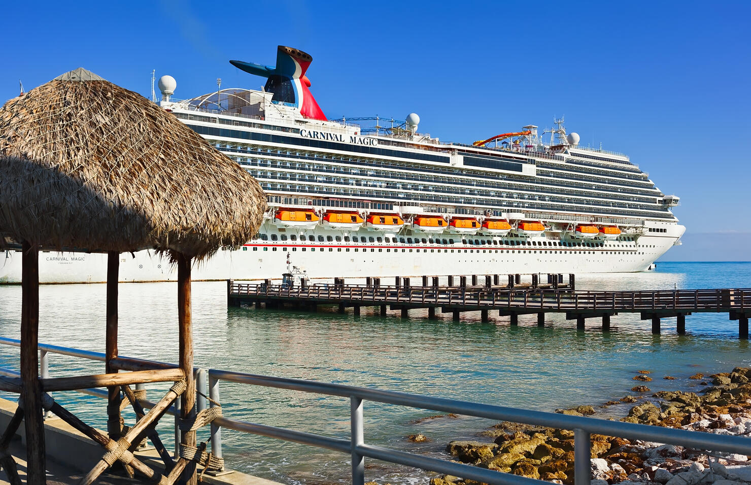 Cruise Ship in port on sunny day