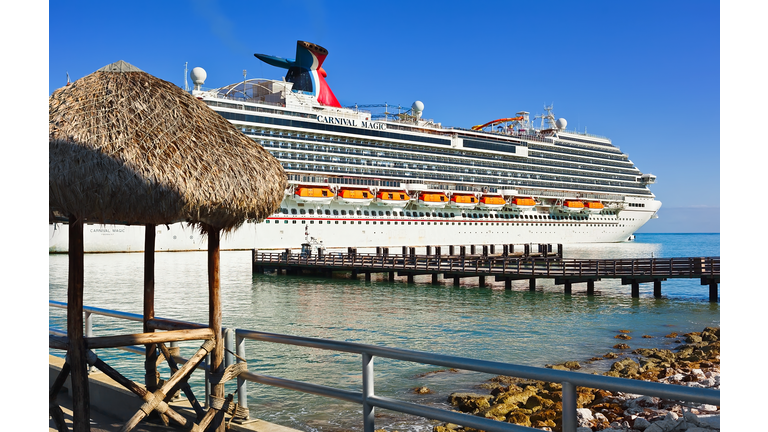 Cruise Ship in port on sunny day