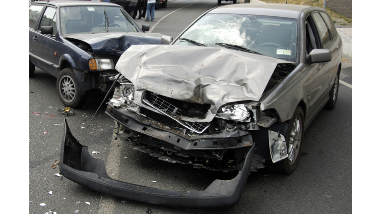 A car accident with major front end damage