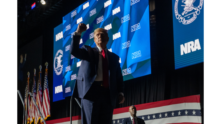 Former President Trump Speaks At The NRA Presidential Forum In Harrisburg, Pennsylvania