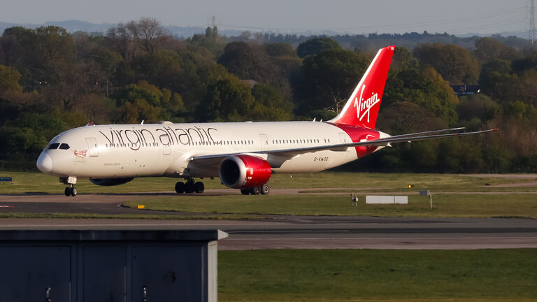 Virgin Atlantic Boeing 787 at Manchester Airport.