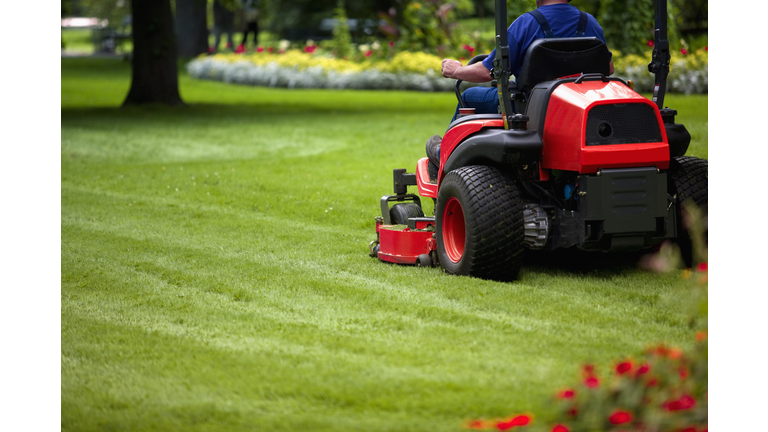 Man mowing lawn