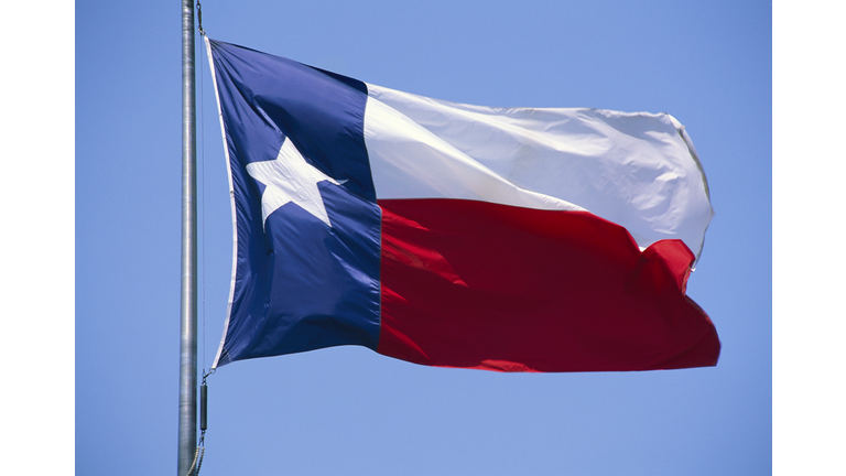 Texas State Flag Blowing in Breeze