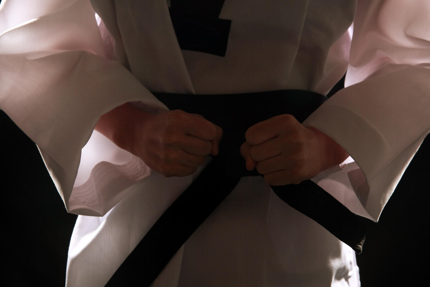 woman training,taekwondo,hands close-up