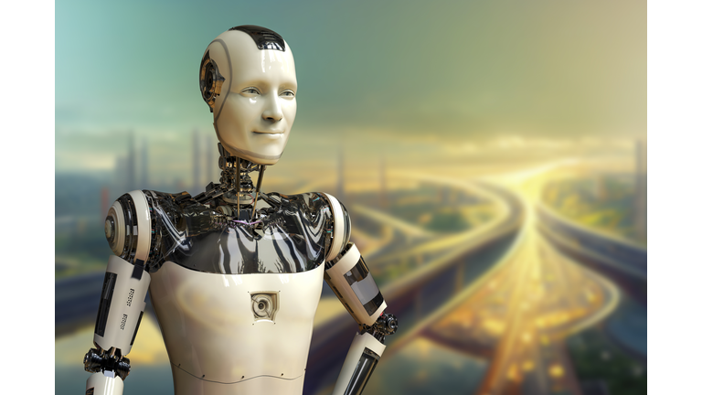 Futuristic humanoid robot, illustration