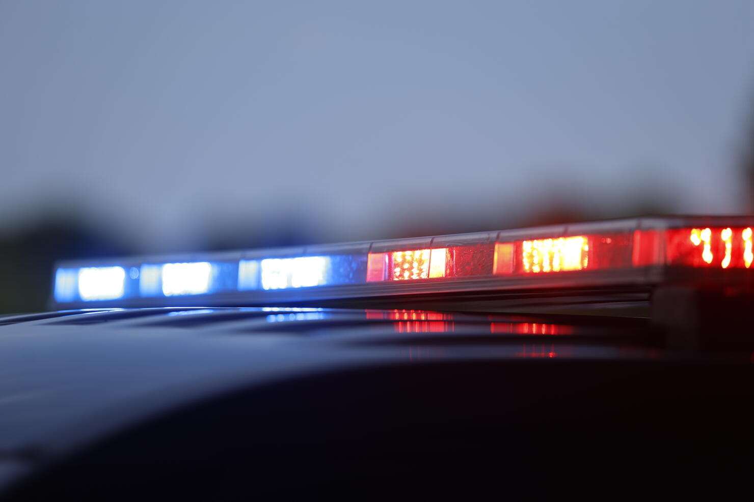 Closeup of police car lights during National Night Out