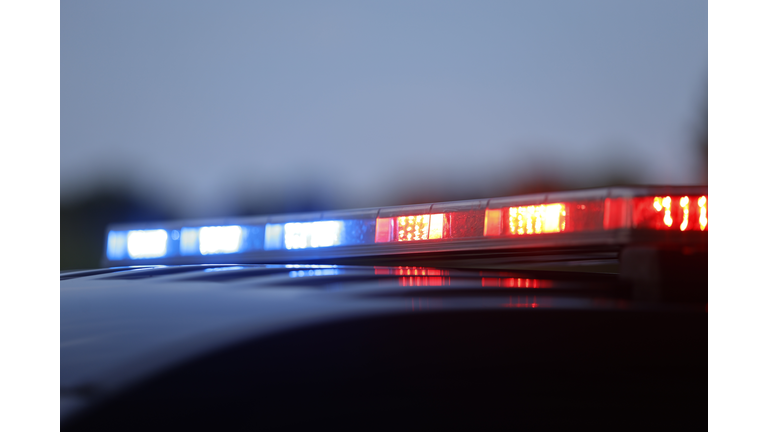 Closeup of police car lights during National Night Out