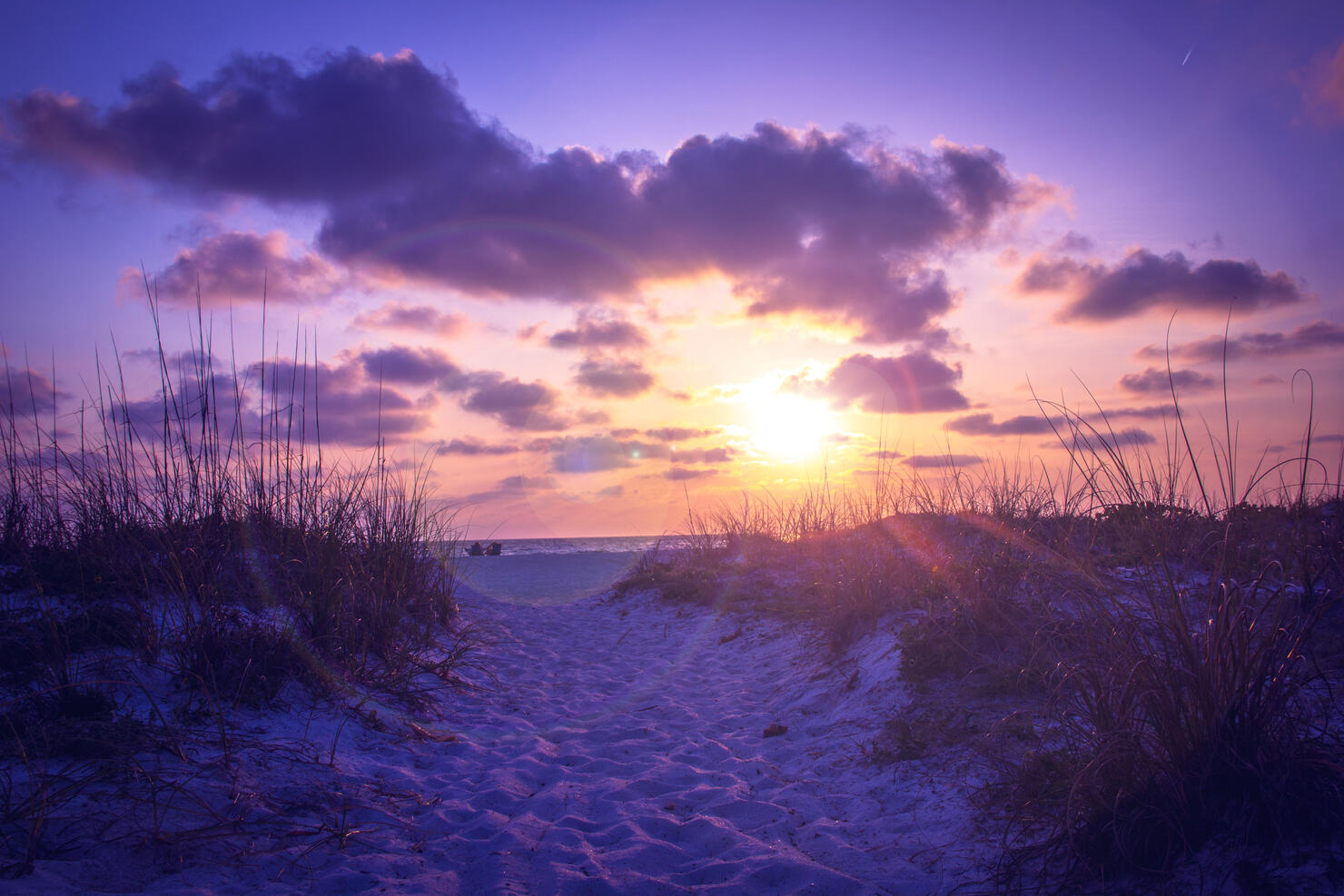 Entrance to the beach at dusk