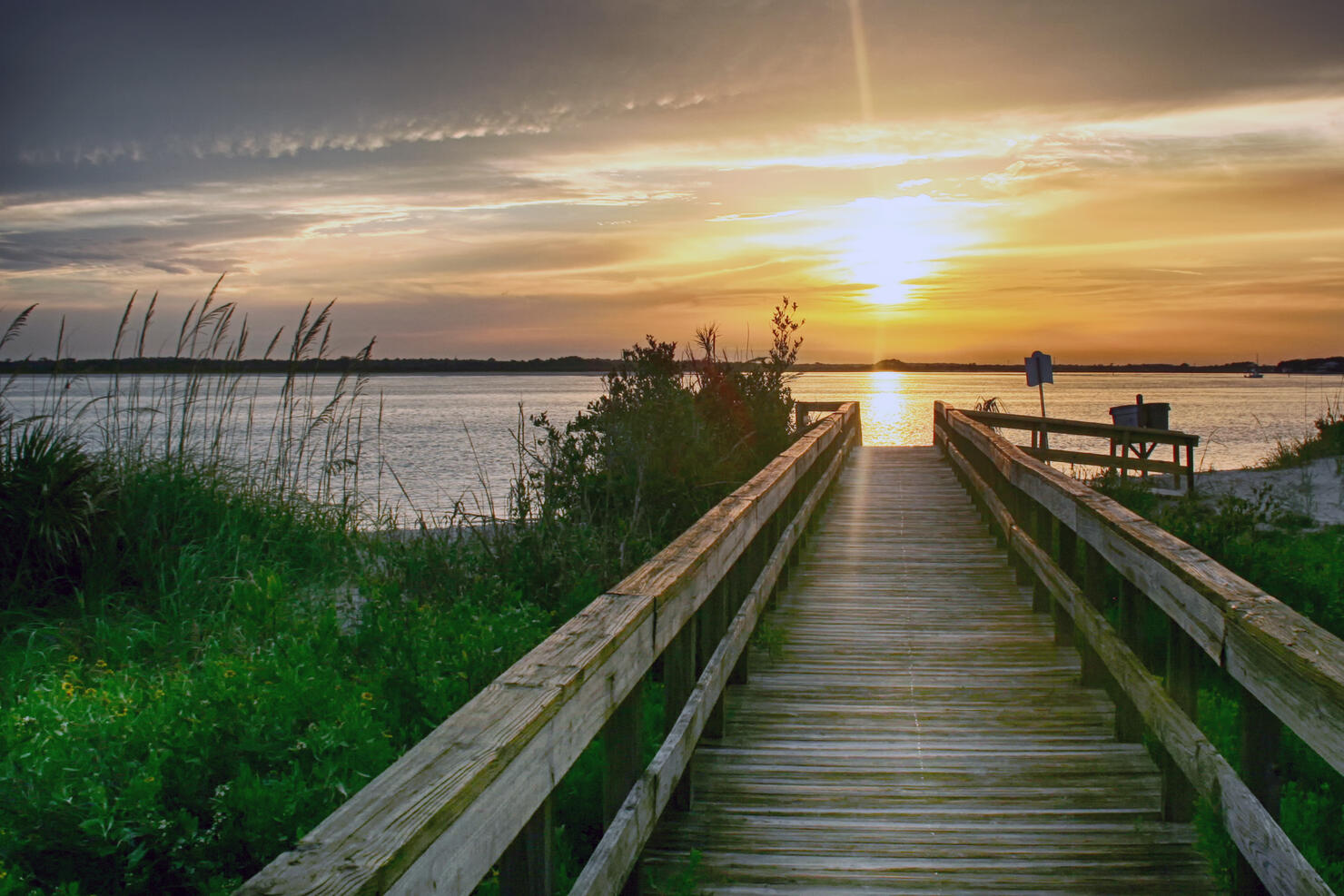 Scenic view of sea against sky during sunset,New Smyrna Beach,Florida,United States,USA