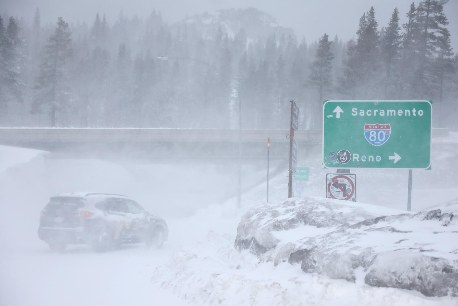 Blizzard Conditions, And Snow Of Up To 12 Feet Expected In California's Sierra Nevada