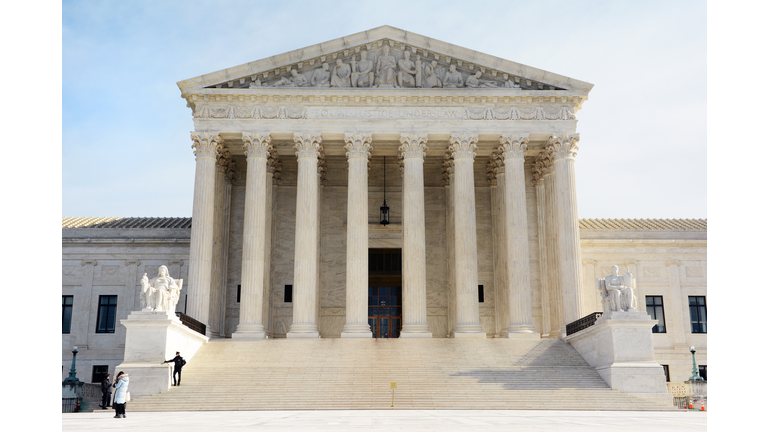 The main entrance and west facade of the Supreme Court Building of the United States, in Washington DC.