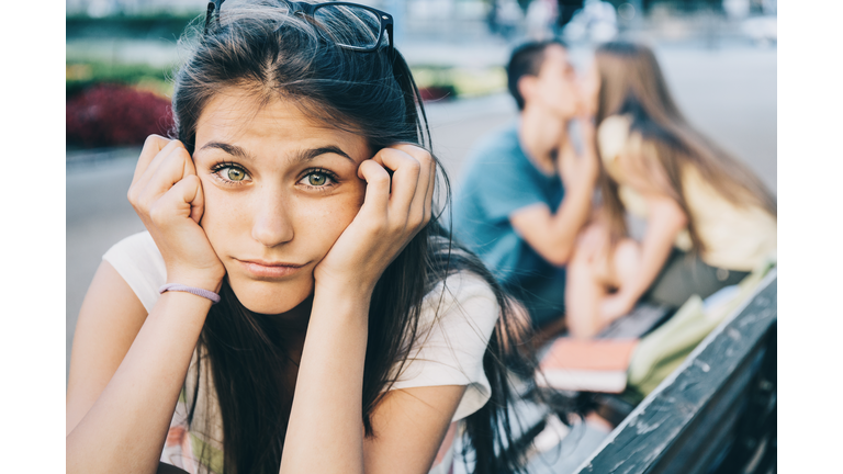 Teenager girl crying