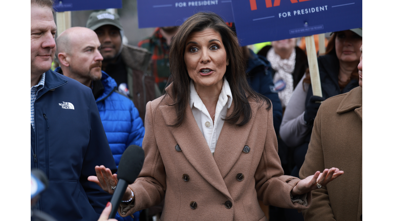 GOP Presidential Candidate Nikki Haley Campaigns In New Hampshire On Day Of State's Primary