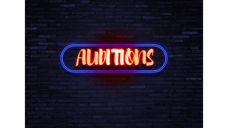 AUDITIONS announcement neon signboard vector