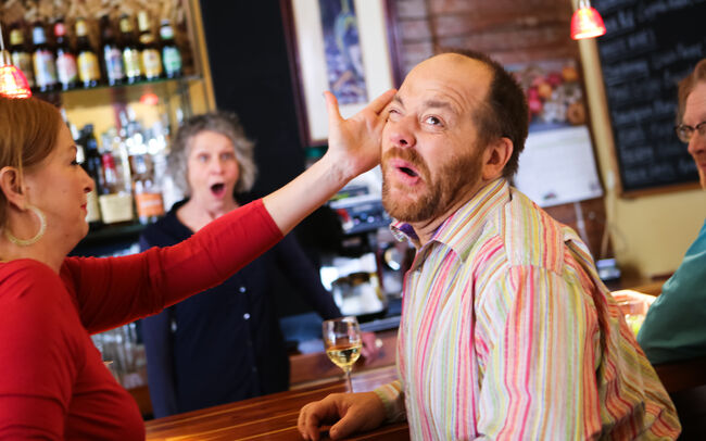 Woman Slaps Funny Man in Bar