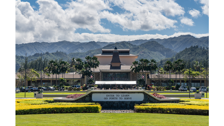 Entrance to Brigham Young University Hawaii campus on Oahu