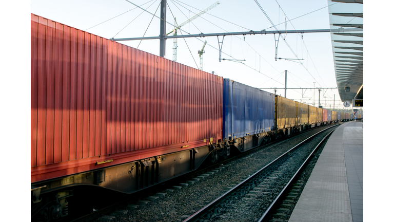 Freight train with cargo containers