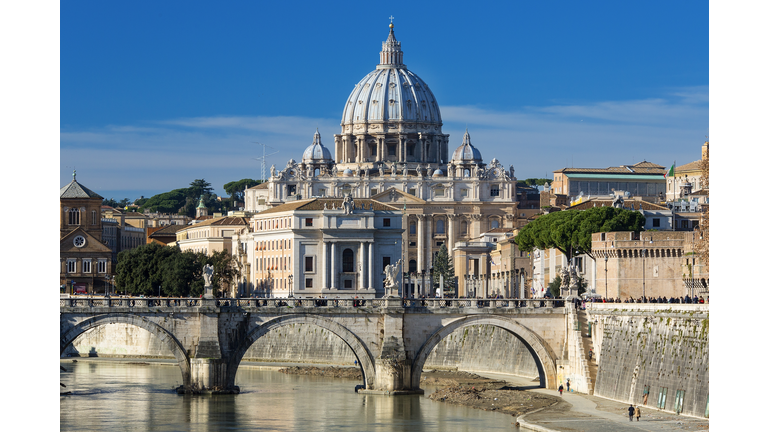 Rome, St. Peter's Basilica  seen over river Tiber