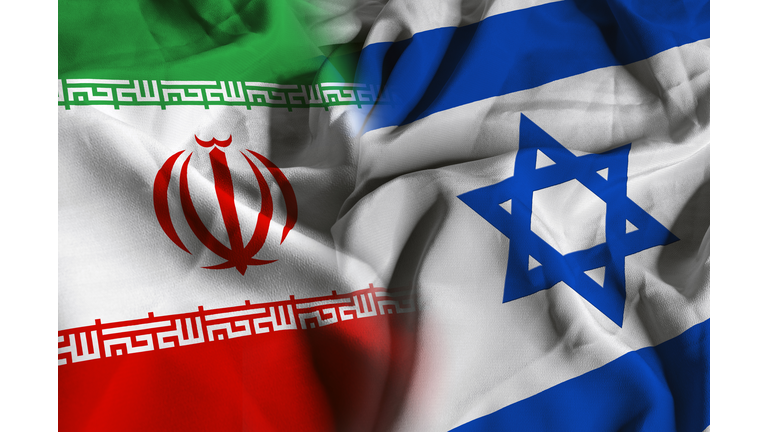 Flags of Iran and Israel