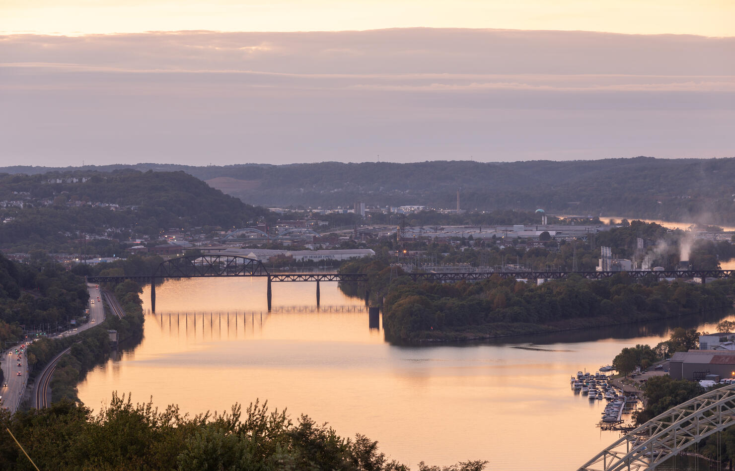 Ohio River and Brunot Island In Pittsburgh, Pennsylvania.