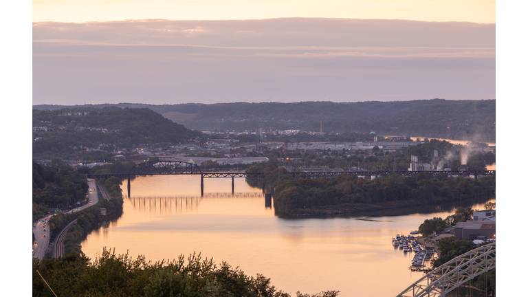 Ohio River and Brunot Island In Pittsburgh, Pennsylvania.