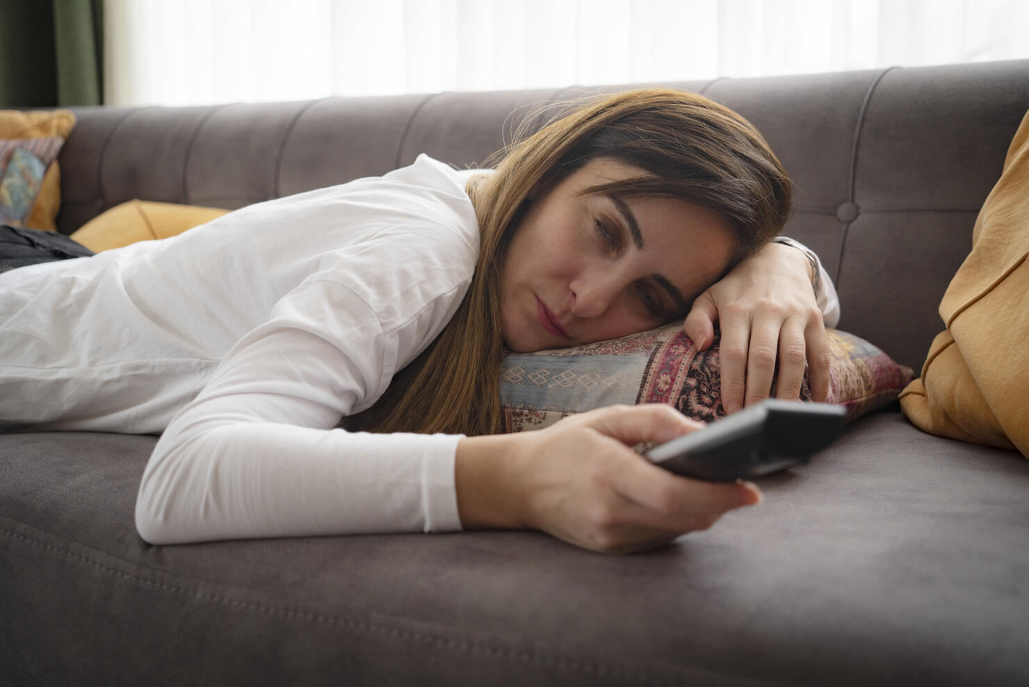 Women fall asleep while watching tv