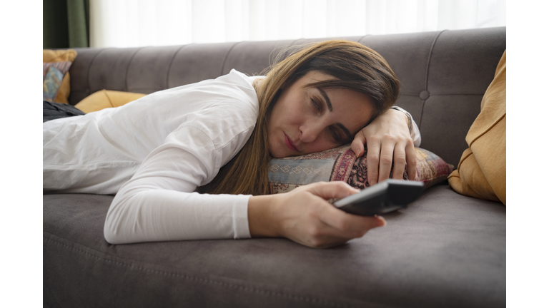 Women fall asleep while watching tv