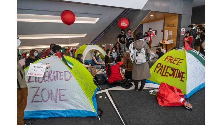 Student Activists At The New School Set Up Encampment In Solidarity With Columbia Protesters
