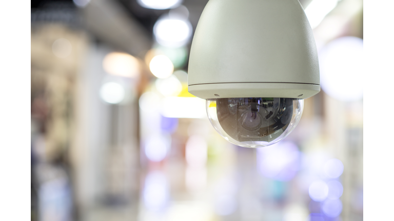 CCTV security camera. CCTV fix dome type in the shopping mall building.