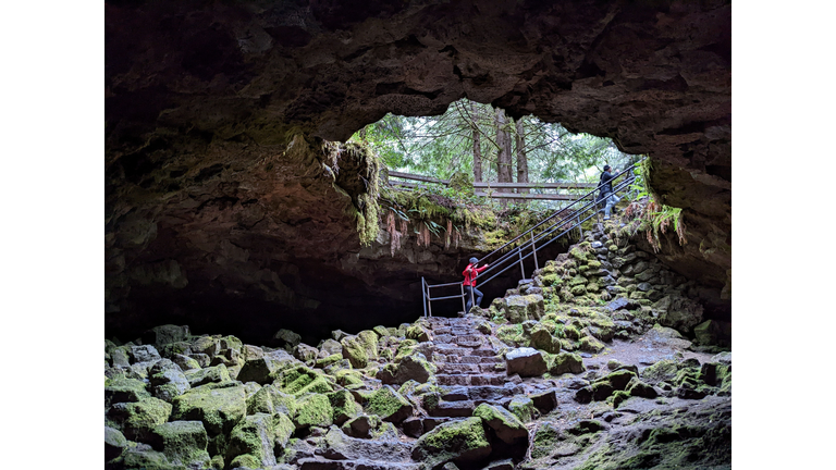 Shot of the inside of the Ape Cave in Washington State, USA.
