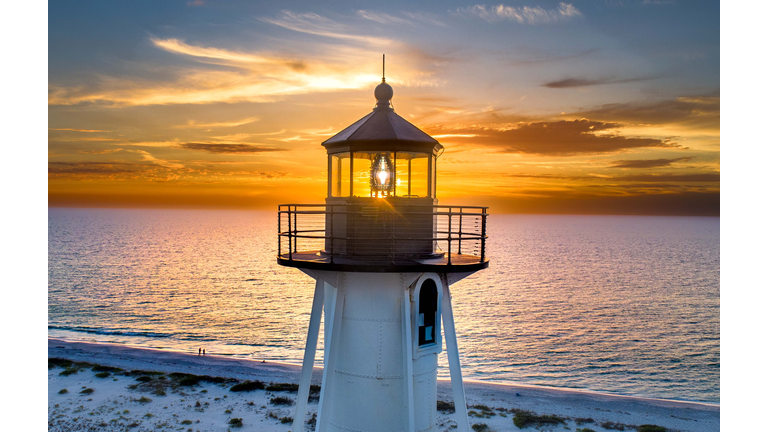 Boca Grande Rear Range Lighthouse Lantern Room  Sunset