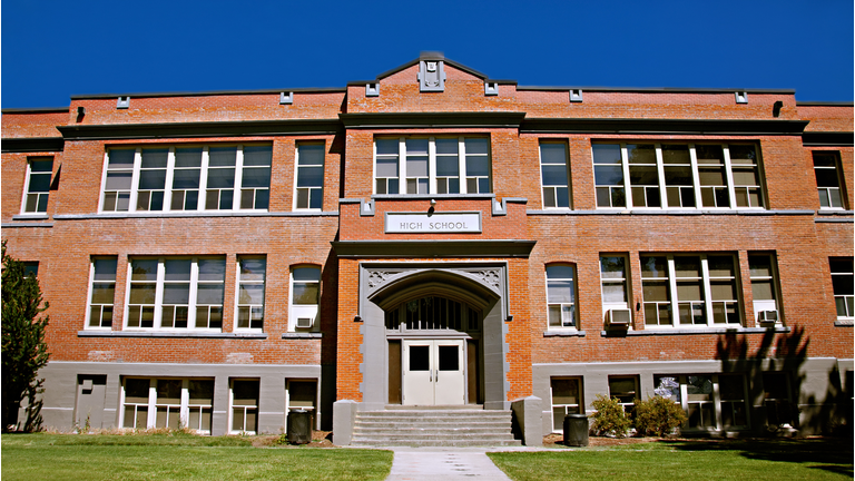 Red Brick High School Building Exterior