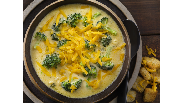 Creamy Broccoli and Cheddar Soup with Crusty Bread