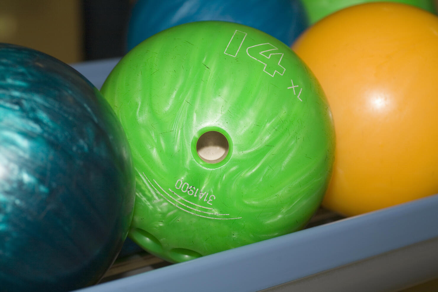 A group of bowling balls