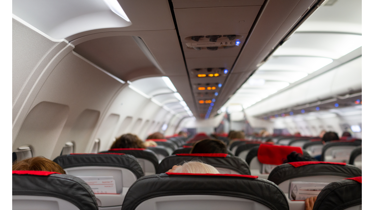 Airplane interior during flight